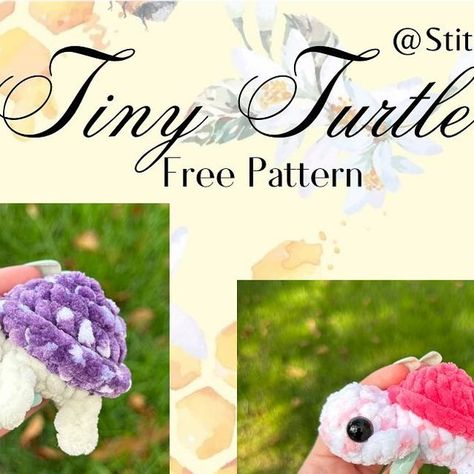 Patrycja 🐝 on Instagram: "Free Tiny Turtle Pattern!! 🐢You already know this pattern is low sew, the only part that is sewn on is head 💁🏼‍♀️ Thank you for 1,000, 2,000 3,000 4,000 5,000 & now 6,000 supporters!! I appreciate all the love & here is a thank you for all the support!! Shout to the lovely ladies that helped me make this pattern perfect! #freepattern #crochet #freecrochetpattern #tinyturtle #crochetturtle #patterntest #amigurumi" Tiny Crochet Amigurumi, Tiny Amigurumi Pattern, Tiny Crochet Plushies, No Sew Turtle Crochet Pattern Free, Tiny Turtle Crochet Pattern Free, Low Sew Crochet Amigurumi, Turtle Crochet Pattern Free, Small Crochet Animals, Amigurumi Turtle Free Pattern