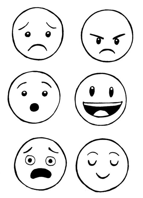 Emotions Faces Drawing, Emotion And Feelings Activities, Different Emotions Drawing, Emotion Preschool Activities, My Emotions Preschool Activities, Face Emotions Drawing, Faces Expressions Drawing, Emotion Drawings, Emotions Craft