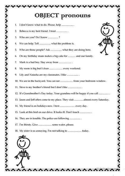 Object pronouns - English ESL Worksheets English Improvement, Pronoun Grammar, English Pronouns, Personal Pronouns Worksheets, Pronouns Worksheet, Subject Object, Learning Grammar, English Grammar For Kids, Object Pronouns