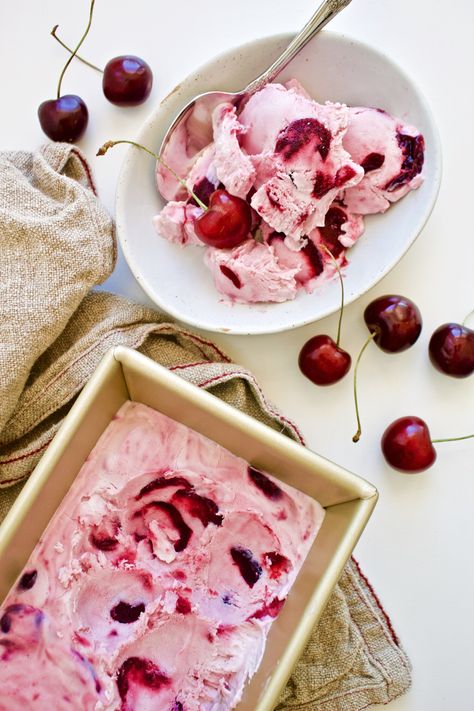 Black Cherry No Churn Frozen Yogurt — COOK EAT COMPETE Cherry Nice Cream, Cherry Ice Cream, Healthy Food Swaps, Cherry Chocolate, Frozen Cherries, Food Swap, Fruit Ice, Cherry Recipes, Holistic Nutritionist