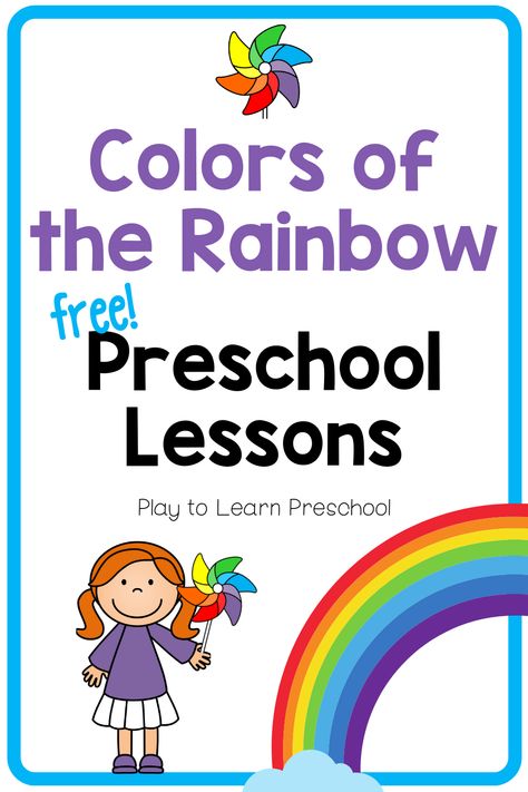 Young children will learn all about the colors of the rainbow during these FREE virtual preschool circle time lessons. Each lesson includes a story, song, and game for preschoolers. There is also a free printable pack with activities to extend learning. Students will explore color theory, practice the names of the colors, learn the ASL signs for each color, and learn about thunder and rainbows. Circle Time Color Activities, Colors Circle Time, Colors Of The Rainbow Preschool, Preschool Color Lessons, Color Lesson Plans For Preschool, Rainbow Theme Preschool Activities, Color Theme Preschool Activities, Rainbow Lesson Plans Preschool, Rainbow Preschool Theme