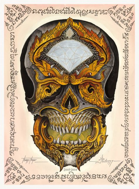 thomas hooper & jondix. Hooper Art, Thomas Hooper, Intricate Tattoo, London Tattoo, Human Skull, Tattoo Work, Diamonds And Gold, Skull And Bones, Art Pages