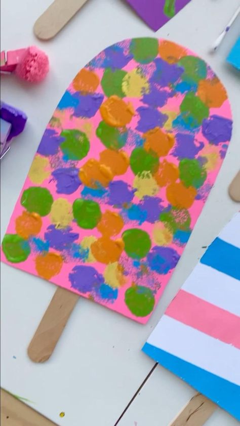 Simple Projects For Preschoolers, Easy Art Preschool, End Of Summer Toddler Crafts, May Projects For Preschool, Swimming Crafts For Preschool, Preschool May Crafts, Popsicle Crafts For Toddlers, June Crafts For Preschoolers, April Crafts For Preschoolers