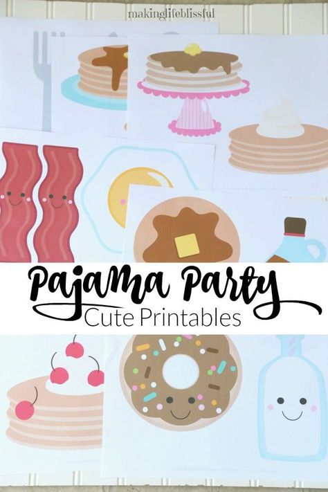 Cute Pancakes and Pajamas Printables! These printables are cute for a birthday party or for a preschool lesson. They make cute decorations for kids. Brunch Party Favors, Breakfast Birthday Party, Girls Pajamas Party, Pajama Birthday Parties, Birthday Breakfast Party, Kids Brunch, Kid Printables, Party Breakfast, Breakfast Birthday