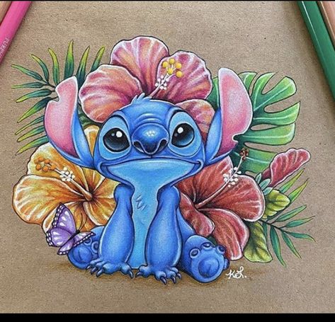 Stitch Pencil Drawing, Lilo And Stitch Drawing, Colored Pencil Art Ideas, Stitch Drawings, Hipster Drawings, Pencil Inspiration, Color Pencil Sketch, Lilo And Stitch Drawings, Prismacolor Art