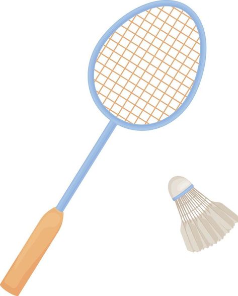 Badminton racket and shuttlecock. Sports equipment for badminton. A racket for sports, physical activity and training. Vector illustration isolated on a white background Sports Equipment Drawing, Badminton Racket Drawing, Badminton Illustration, Physical Education Lessons, Vector Nature, Alphabet Worksheets Preschool, Worksheets Preschool, Girl Drawings, Badminton Racket