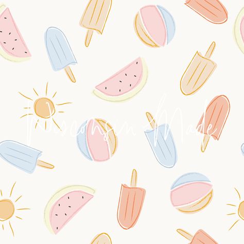 Summer Lovin' (off-white) seamless pattern / sunshine / summertime / beach / popsicle / children's apparel print / bow print / dog bandana print / small shop pattern This is a digital download 12" x 12" 300 dpi You will receive an email shortly after making your purchase that includes your file! You may not resell your file. Thank you for choosing Wisconsin Made! Popsicle Pattern, Conversational Prints, Angel Blue, Ocean Kids, Bow Print, Beach Kids, Summer Lovin, Summer Prints, Summer Patterns