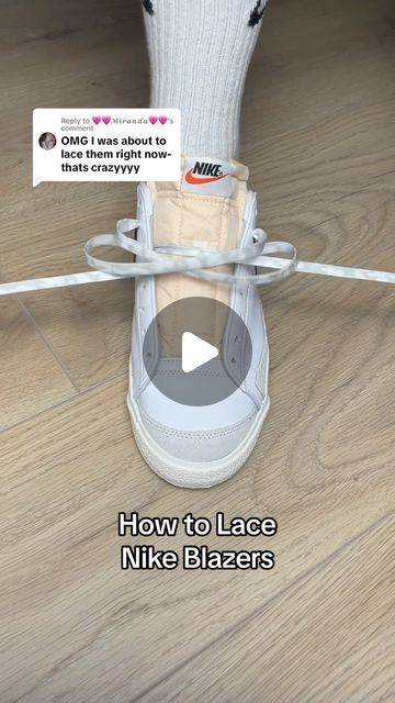 Ways To Lace Nike Blazers, How To Lace Blazer Shoes, How To Tie Blazers Shoes, How To Tie Sneakers, Sneaker Tie Styles, How To Lace Nikes, How To Lace Nike Blazers, Sneakers Laces Style, Sneaker Laces Ideas