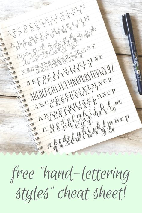 Get your free hand-lettering styles cheat sheet! Trying to think of different hand-lettering styles to use can be hard! Here are 10 easy styles that anyone can do! Letras Cool, Hand Lettering Practice Sheets, Alfabet Font, Hand Lettering For Beginners, Hand Lettering Worksheet, Pretty Writing, Learn Hand Lettering, Design Alphabet, Hand Lettering Styles