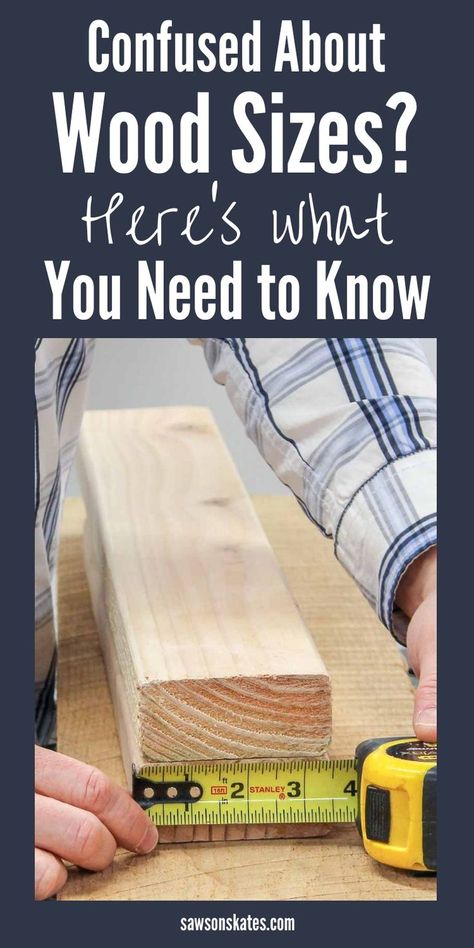 Buy wood for your DIY projects with confidence! This tutorial explains wood sizes and includes charts for common wood sizes. So helpful! #sawsonskates Wood Sizes Chart, Diy Desk Organizer, Antique Hand Tools, Diy Projects For Men, Simple Furniture, Diy Holz, Wood Ideas, Home Workshop, Wood Plans