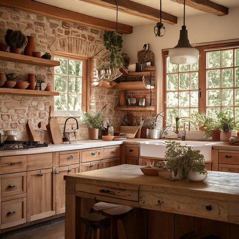 Step into a rustic culinary paradise! This kitchen blends vintage elements with modern functionality, designed for those who love home cooking with character. 🍎 #KitchenInspiration #RusticStyle Vintage Meets Modern, Farmhouse Interior Design, Vintage Elements, Farmhouse Interior, Interior Aesthetic, Love Home, Dream House Decor, Modern Rustic, Rustic Style