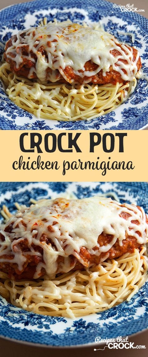 This Crock Pot Chicken Parmigiana is a delicious way to have an Italian meal from your slow cooker! Crock Pot Chicken Parmesan, Crock Chicken, Chicken Parmigiana Recipe, Crockpot Chicken Parmesan, Parmesan Casserole, Parmesan Recipe, Chicken Parmigiana, Crock Pot Chicken, Parmesan Recipes