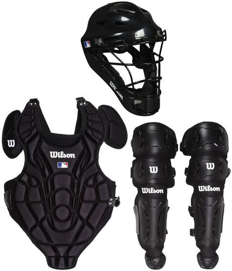 Wilson EZ Gear Youth Catcher's Kit, Black - Large-XL https://api.shopstyle.com/action/apiVisitRetailer?id=520709353&pid=uid8100-34415590-43 Catchers Gear, Softball Equipment, Softball Catcher, Baseball Catcher, Basketball Camp, Baseball Gear, Basketball Leagues, Baseball Pants, Play Baseball