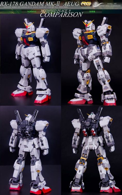 Custom Build: RG 1/144 RX-178 Gundam Mk-II AEUG "Detailed" - Gundam Kits Collection News and Reviews Gundam Mk2, Gundam Mk Ii, Gundam Wallpapers, Gundam Custom Build, Gunpla Custom, Robot Concept, Custom Gundam, Model Art, Gundam Art