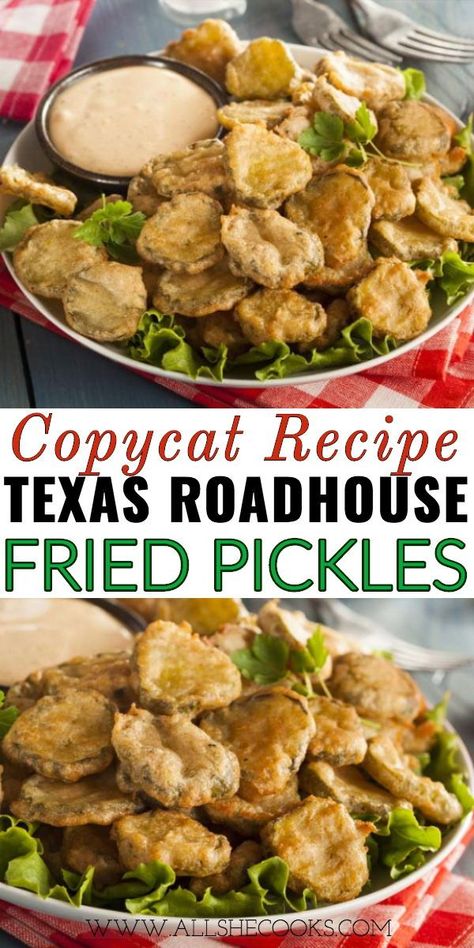 Texas Roadhouse Fried Pickles, Appetizers Videos, Peper Steak, Easy Fried Pickles, Copycat Texas Roadhouse, Deep Fried Pickles, Fried Pickles Recipe, Pickles Recipe, Cook Meals