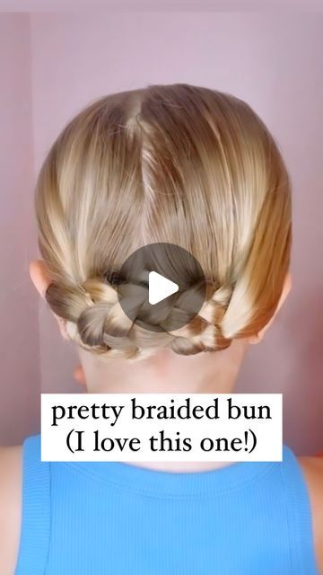 Audrey McClelland on Instagram: "PRETTY BRAIDED BUN 💗 Looking for a pretty hairstyle to try? This bun is so sweet and cute! It’s easy to do (I, promise!) . I share all of the hair products that we love and use above in my stories and in my highlights. Feel free to ask me any questions!  . #bunhairstyle #bunhairstyles #bunhair #hairdo #braidideas #braidinspo #braidinspiration #braid #simplehairstyles #simplehair #simplehairstyle #easyhairstyles #easyhairstyle #easyhairstylesforgirls #cutehairstyles #cutehair #hairvideo #hairideas #hairinspo #hairinspiration #hairvideos #hairidea #schoolhairstyles #schoolhair #hairstyles #hair #hairstyle #hairtutorial #hairtutorials" Grade 2 Hairstyles, Gymnastics Competition Hair Easy, Braided Bun Easy, Girls Hair Updos Easy, Gymnastics Bun Hairstyles, Girl Hair Dos Easy, Two Braids Bun, Cute Braid Hairstyles For School, Braided Hairstyles Bun