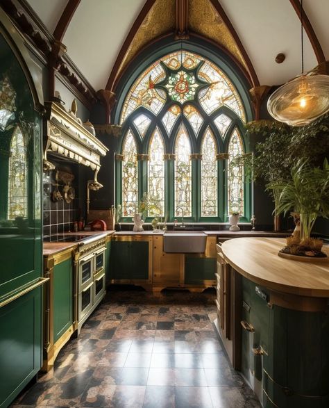 Fairytale House Interior, Fairytale Kitchen, Victorian Sunroom, Wizard Core, Treehouse Village, Evil Lair, Gothic Kitchen, Fairy Room, Fire House