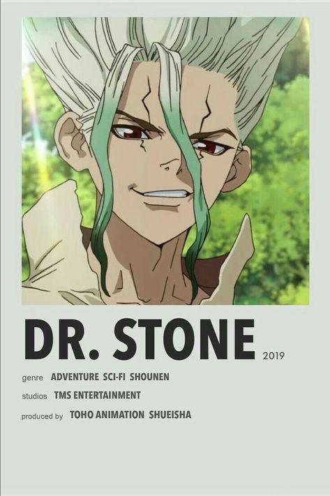 Dr Stone Poster, Anime Posters Minimalist, Anime Film Poster, Anime Polaroid, Anime Title, Anime Info, Anime Prints, Minimalist Anime, Anime Minimalist Poster