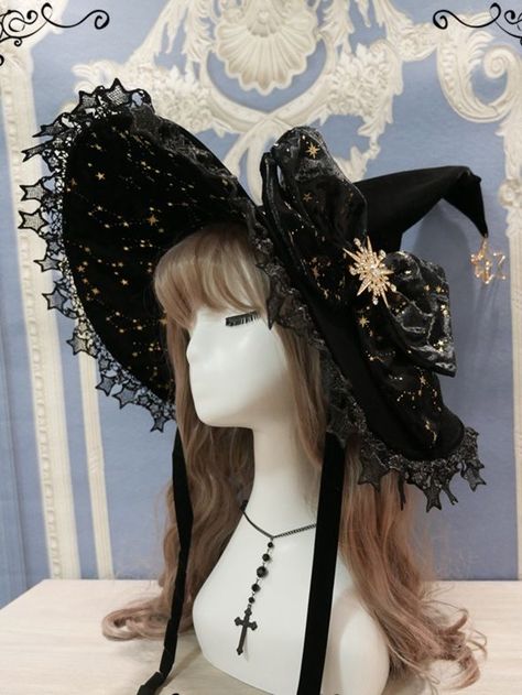 This price is for a hat only. Indie Alternative Fashion, Ren Faire Costume, Black Witch Hat, Polar Night, Pretty Hats, Black Witch, Witch Outfit, Gothic Accessories, Witch Costume