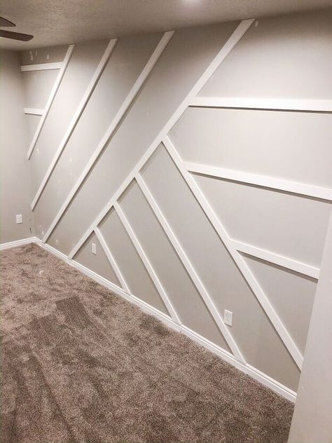 Modern Board And Batten Wall, Modern Board And Batten, Wooden Accent Wall, Batten Wall, Accent Wall Designs, Board And Batten Wall, Diy Accent Wall, Brad Nails