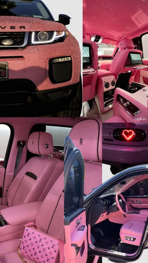 Pink Benz Aesthetic, Pink Rolls Royce Aesthetic, Range Rover Pink, Pink Range Rovers Aesthetic, Pink Sports Car Aesthetic, Pink Luxury Cars Rolls Royce, Pink Range Rovers, Manifestation Planner, Dream Cars Range Rovers