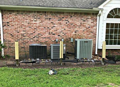 Build a Removable Trellis Screen to Hide Your Air Conditioners Fence To Hide Air Conditioner, Ways To Hide Ac Unit Outside, Landscape Around Air Conditioner Unit, How To Hide Air Conditioner Unit Outside, Hide Ac Unit Outside, Hide Air Conditioner Unit Outdoor, Driveway Curb Appeal, Hide Ac Units, Removable Fence