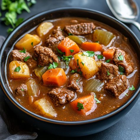 High Protein Easy and Quick Beef Stew Crockpot Recipe | High Protein Beef Stew, Quick Beef Stew, Low Carb Beef Stew, Stew Crockpot, High Protein Recipes Dinner, Crockpot Recipes Beef Stew, Crock Pot Inspired Recipes, Crockpot Stew, High Protein Dinner