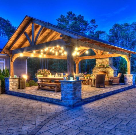 Large Outdoor Pavillion Ideas, Outdoor Structure Ideas, Outdoor Party Pavilion, Outdoor Fireplace Pavilion, Patio Pavilion Ideas, Outdoor Pavilion Ideas, Outdoor Pavilion With Fireplace, Outdoor Pavillion Ideas, Pavillion Backyard