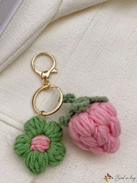 BirdinBag - Chic Floral Bag Charm Diy Purse Handles, Hand Purse, Bags Game, Embellished Bags, Purple Bag, Diy Purse, Floral Bags, Christmas Accessories, Crochet Keychain