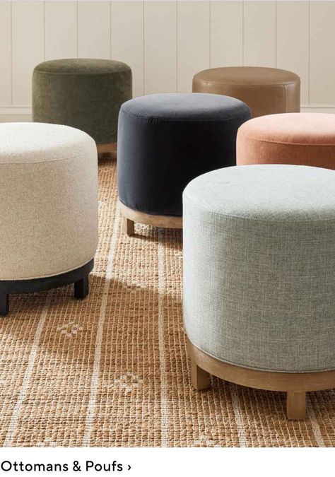 Poufs & Stools Poufs In Living Room, Pouf Ottoman Living Room, Media Stands, Pouf Seating, Eclectic Wallpaper, Pouf Chair, Living Room Pouf, Spring Furniture, Modern Cafe