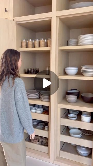 Jenni Kayne Home on Instagram: "The pantry tour you’ve all been waiting for." Wall Pantry Cabinets Storage, Japandi Pantry Design, Modern Organic Pantry, Jenni Kayne Aesthetic, Pantry Built In Cabinets, Floor To Ceiling Pantry Cabinets, Modern Pantry Design, Stand Alone Kitchen Pantry, Pocket Door Pantry