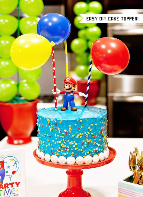 Super Mario Inspired Party Fun! 12 Creative Ideas (Part 2) // Hostess with the Mostess® Mario Cake Topper, Super Mario Bros Party Ideas, Pizza Station, Mario Bros Birthday Party Ideas, Mario Birthday Cake, Mario Bros Cake, Super Mario Bros Birthday Party, Super Mario Cake, Super Mario Bros Party