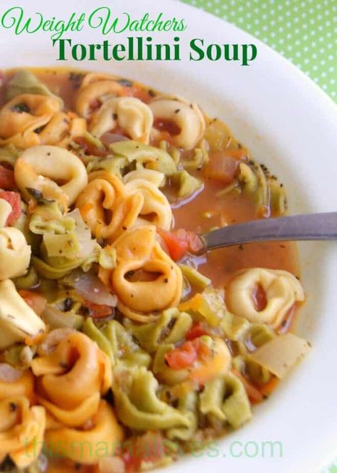 weight watchers tortellini soup recipe #simplestart Weight Watchers Soup, Weight Watchers Soup Recipes, Weight Watcher Dinners, Crock Pot Recipes, Tortellini Soup, Wontons, Minestrone, Ww Recipes, Vegetable Soup