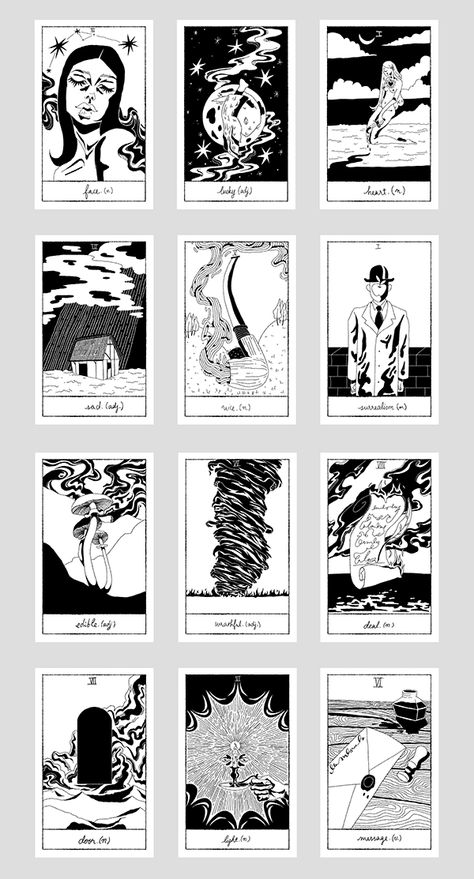 Creative prompt cards style tarot cards Musa by @miloyeo Ethereal Tarot, Tarot Elements, Deck Modern, Tarot Symbolism, Tarot Design, Tarot Aesthetic, Tarot Art, Tarot Deck, Tarot Decks