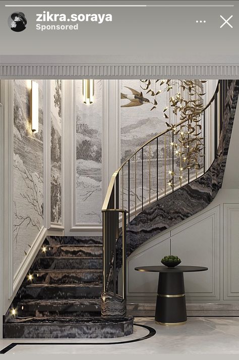 Modern Classic Stairs, Stairs Side Wall Design, Staircase Wall Design Modern, Stair Railing Modern, Stairs Wall Design, Staircase Wall Design, Architecture Stairs, درابزين السلم, Stair Design Architecture