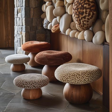 🍄🍄‍🟫 mushroom stools / pouf . . . #matteomugnai #midjourneyfurniture #midjourneyfurnituredesign #aiart #poufottoman #stooldesign #furnituredesignuk #mushroomart #mmdesignstudiouk #furnituredesignerlondon #interiordesign #supermario #woodworkcraft #upholstery #designart Mushroom Furniture, Mushroom Stool, Unique Furniture Pieces, Poufs & Ottomans, Stool Design, Boutique Interior, Diy Home Furniture, Upholstered Ottoman, Hospitality Design