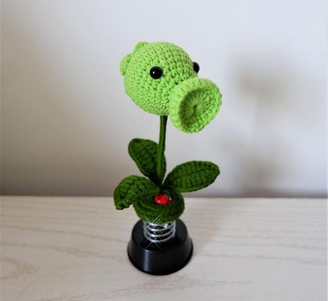 Cute Car Dashboard, Pea Shooter, Car Dashboard Decor, Cute Car Air Freshener, Crochet Pet, Dashboard Decor, Crochet Car, Plant Pot Decoration, Crochet Sunflower