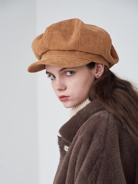 Newsboy Cap Drawing, Newsboy Hat Outfit, Corduroy Cap, Face Drawing Reference, Light Brown Color, Newsboy Hat, Face Reference, Balloon Design, News Boy Hat