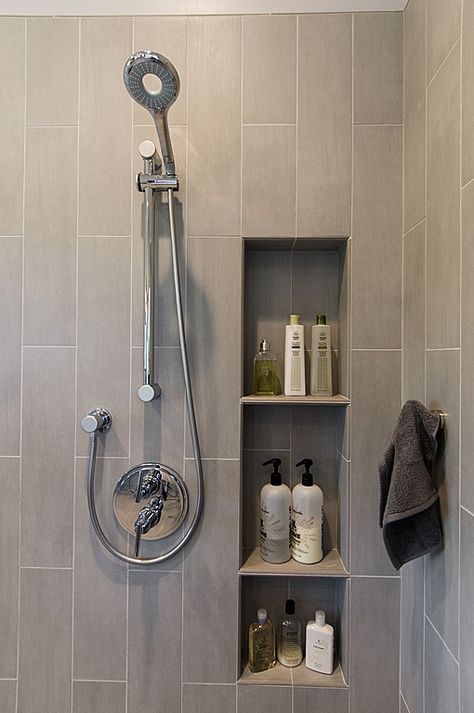 Contemporary 3/4 Bathroom - Found on Zillow Digs. What do you think? Drømme Bad, Bilik Air, Bad Inspiration, Master Bath Remodel, Shower Niche, Basement Bathroom, Upstairs Bathrooms, Bathroom Redo, Bathroom Renos