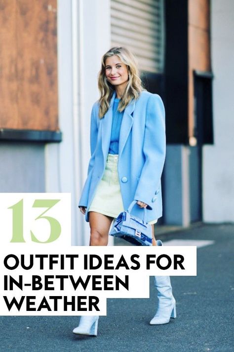 When it's not too hot and not too cold, these easy ideas will solve your styling dilemma in a flash. In Between Weather Outfits, Layered Jackets, 60 Degree Weather Outfit, Degree Outfit, 13 Outfits, Crop Top With Jeans, Structured Jacket, Outfits To Wear, Women's Outfits