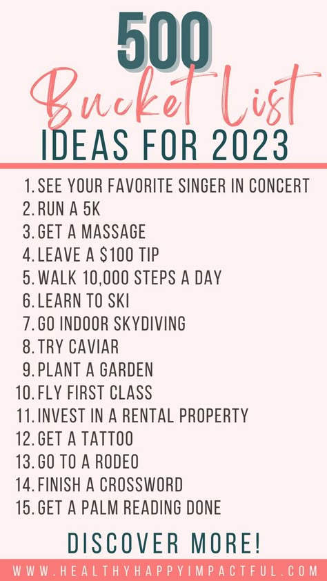 500 of the best bucket list ideas for 2023 Simple Bucket List Ideas, Simple Bucket List, Bucket List Ideas Travel, Vision Board Self Care, 2023 Bucket List, Bucket List Ideas For Women, Best Bucket List, Bucket List Life, Flying First Class