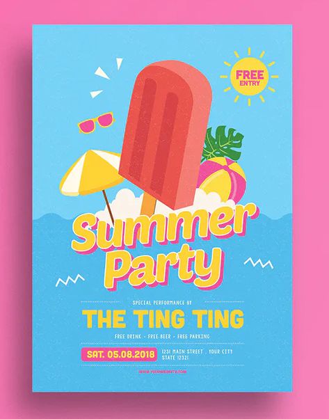 Summer Festival Flyer Design AI, PSD Summer Themed Poster, Summer Advertising Design, Summer Party Invite Design, Summer Festival Poster Design, Summer Layout Design, Summer Event Poster, Summer Design Poster, Summer Flyer Design, Summer Festival Poster