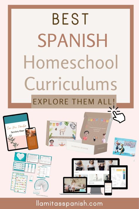 When it comes to finding the best Spanish Homeschool Curriculum, do you feel overwhelmed with all the choices out there? Here on the blog, we’re sharing the best homeschool Spanish curriculums for toddlers, Pre-K, and Elementary-aged kids. Learn more about what each curriculum has to offer, the price point, how much parent involvement is needed, and whether they are screen-based or screen-free curriculums. Choose the best one that fits your child and support them on their bilingual journey! Spanish Curriculum For Kids, Bilingual Homeschooling, Spanish For Preschoolers, Homeschool Spanish Curriculum, Spanish Homeschool, Kindergarten Spanish, Homeschool Preschool Printables, Spanish Preschool, Bilingual Kindergarten