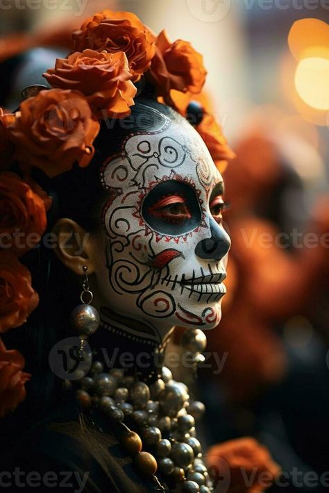 Catrinas procession in traditional attire during Day of the Dead background with empty space for text Day Of The Dead Photography, Halloween Photoshoot, Empty Spaces, Mexican Culture, Traditional Attire, A Level Art, Mexican Art, Artistic Photography, Day Of The Dead