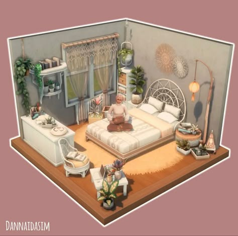 Sims 4 Boho Bedroom No Cc, Sims Reading Nook, Sims 4 Room Layout, The Sims 4 Bedroom Master Suite, Sims 4 Cute Bedroom, Sims 4 Big Bedroom Ideas, Sims 4 Room Designs, Sims 4 Aesthetic Bedroom, Sims Bedroom Ideas No Cc