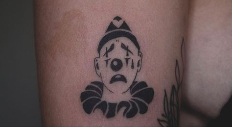 Aesthetic Clown Tattoo, Black And White Clown Tattoo, Silly Clown Tattoo, Tears Of A Clown Tattoo, Clown Head Tattoo, Cartoon Clown Tattoo, Old School Clown Tattoo, Trad Clown Tattoo, Clown Flash Tattoo