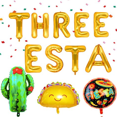 Three Esta Birthday Party, Three Esta, Bachelorette Party Balloon, Ballon Banner, Fest Temaer, Fiesta Birthday Party, Party Girlande, Third Birthday Party, Fiesta Birthday