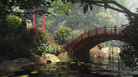 ArtStation - 3D Garden, Daniel RESPAUD Shinto Shrine, Shiva Wallpaper, Fantasy City, Aesthetic Pinterest, Game Inspiration, Fantasy Concept Art, Landscape Illustration, Fantasy Dragon, Poster Colour