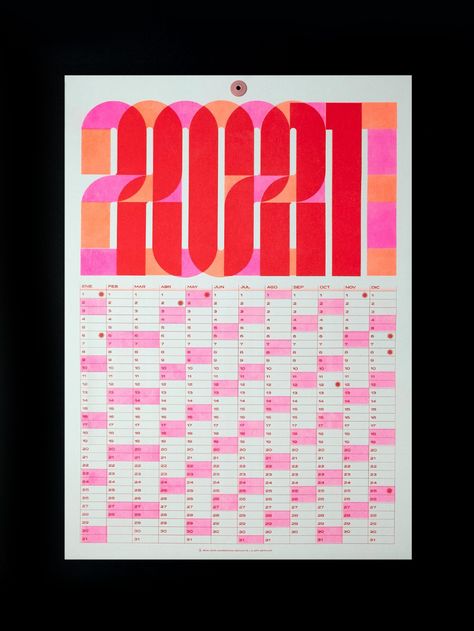 2021 risograph calendar - Fonts In Use Calendar Poster Design, Calendar Graphic, Creative Calendar, 달력 디자인, Calendar Layout, Calendar Poster, 타이포그래피 포스터 디자인, Calendar 2023, Risograph Print