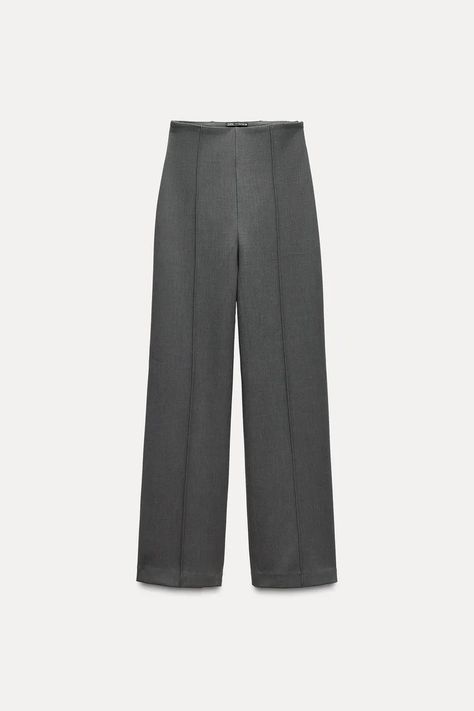 HIGH-WAISTED STRAIGHT CUT TROUSERS - FROSTED GRAY | ZARA United Kingdom Zara Trousers, Straight Cut Pants, Waistcoat Dress, Cardigan Sweater Jacket, Shirt Blouses Tops, Zara Pants, T Shirt Vest, Shirt Skirt, High Waisted Trousers